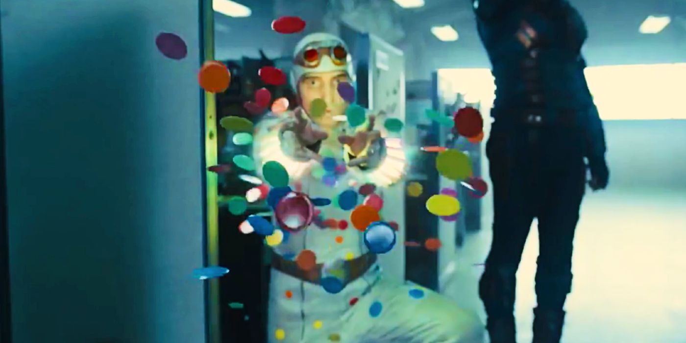 Polka-Dot Man shoots polka-dots from his hands in The Suicide Squad