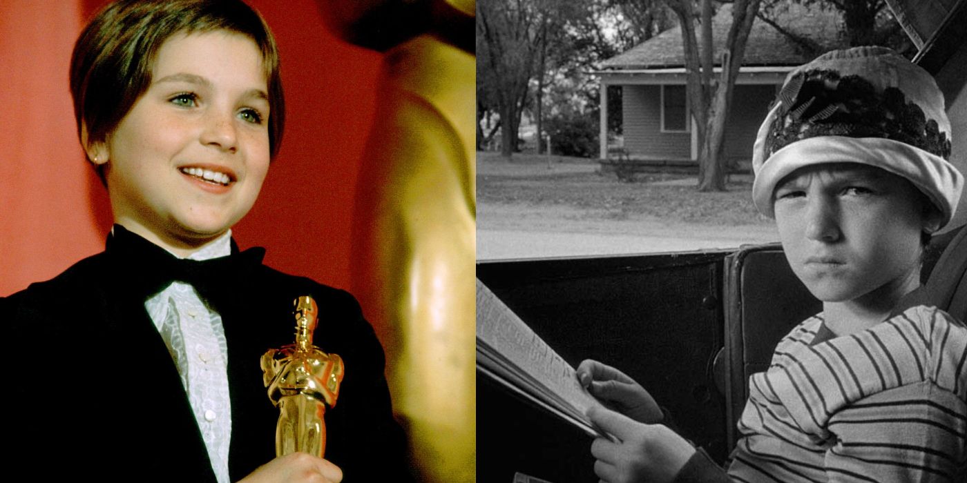 Tatum O’Neal with her Oscar, Tatum O’Neal reading a newspaper in a still from Paper Moon