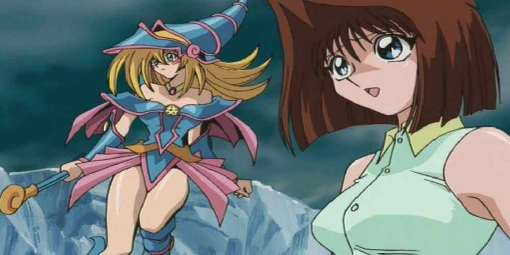 Tea and Dark Magician Girl duelling Crump Yu-Gi-Oh!