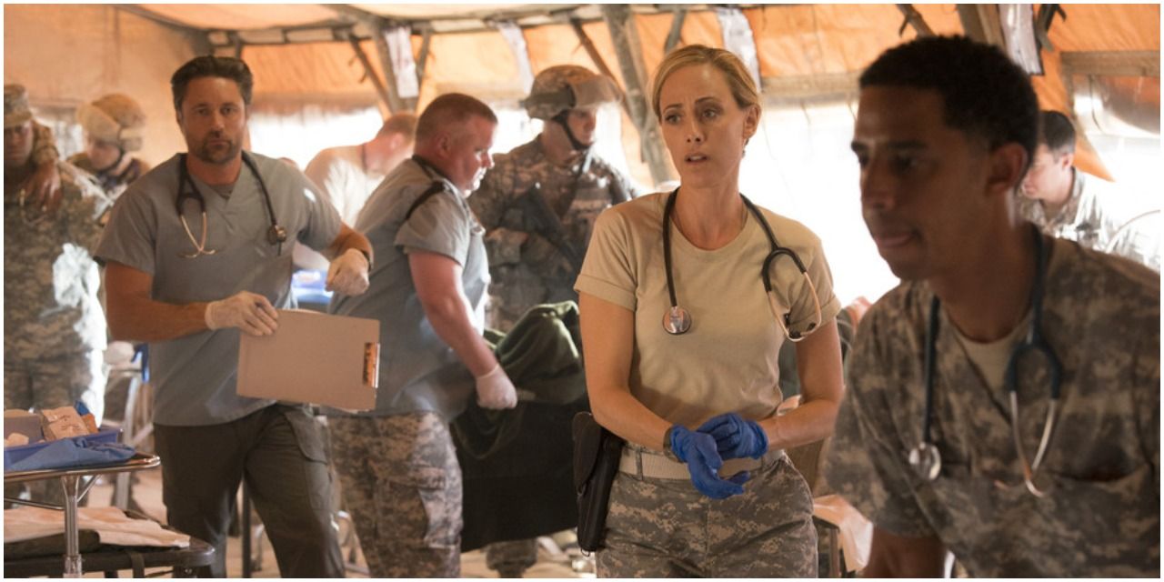 Teddy with Nathan and others ready to operate in Iraq in Grey&rsquo;s