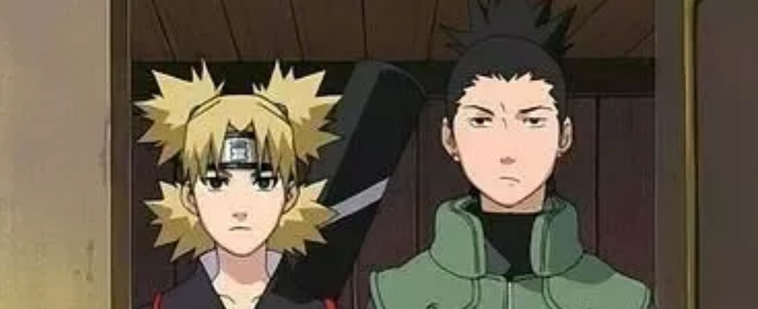 Temari and Shikamaru enter a room together in Naruto Shippuden