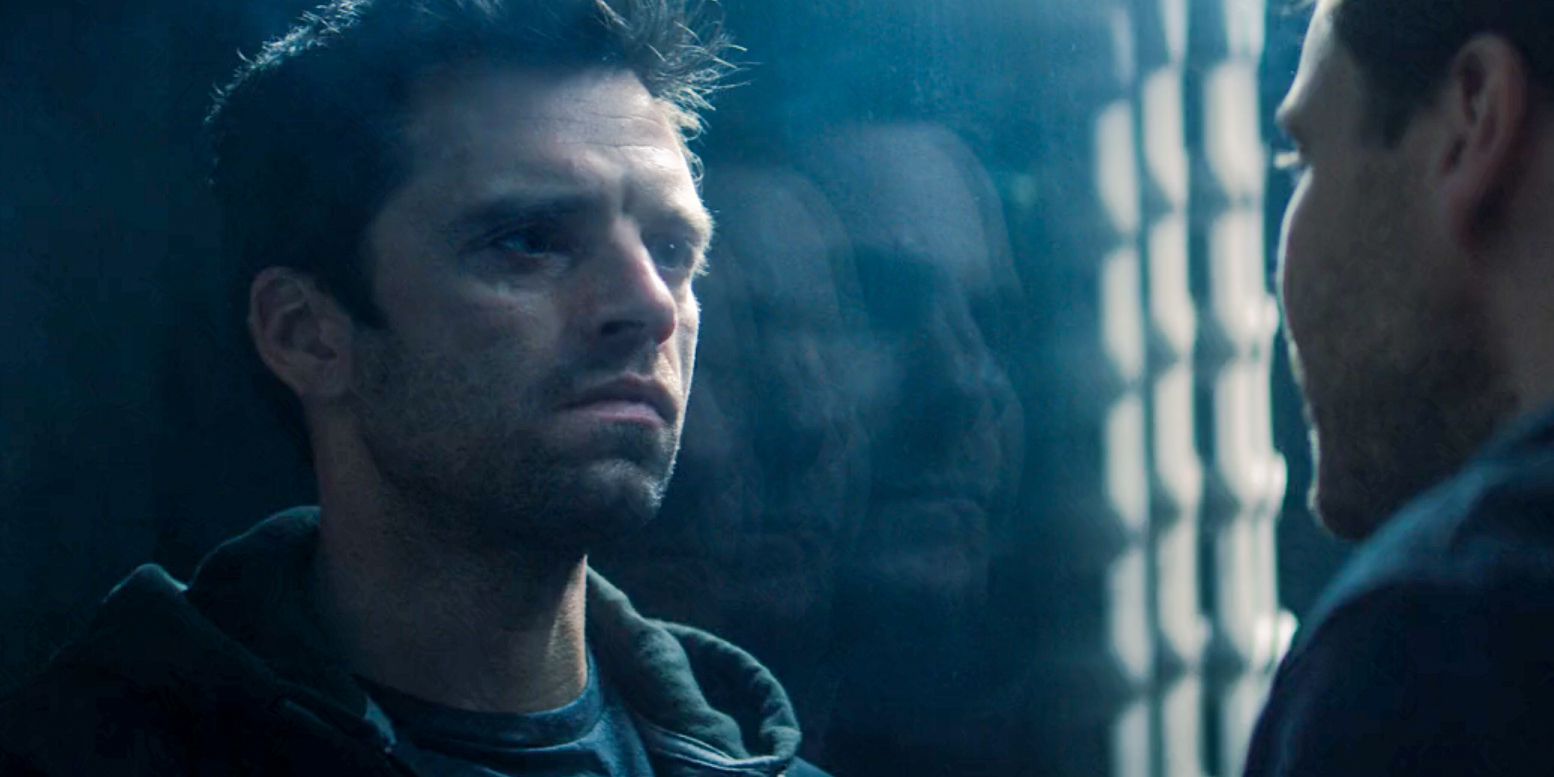Bucky stares at Zemo through glass