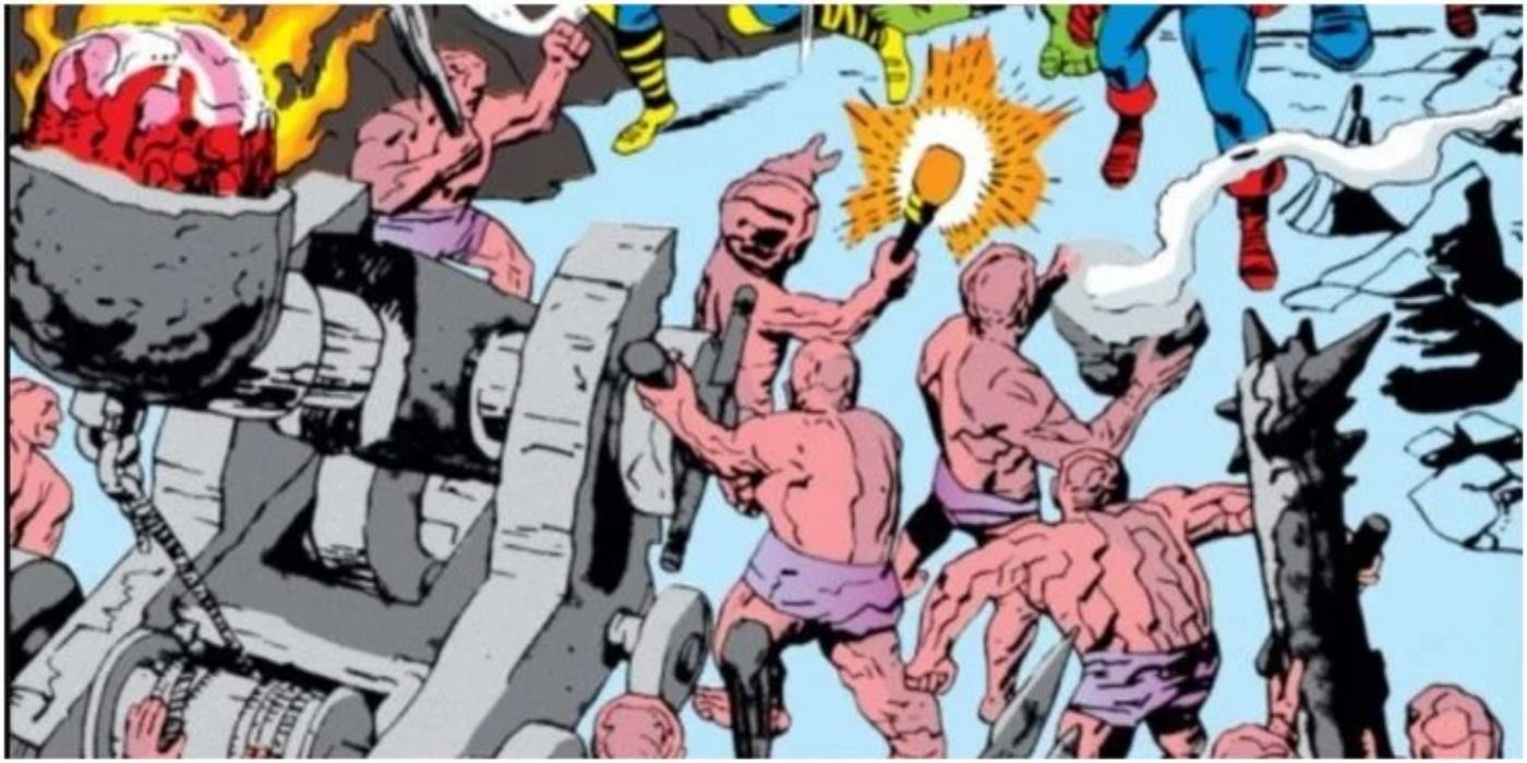 The Lava Men attack The Avengers.