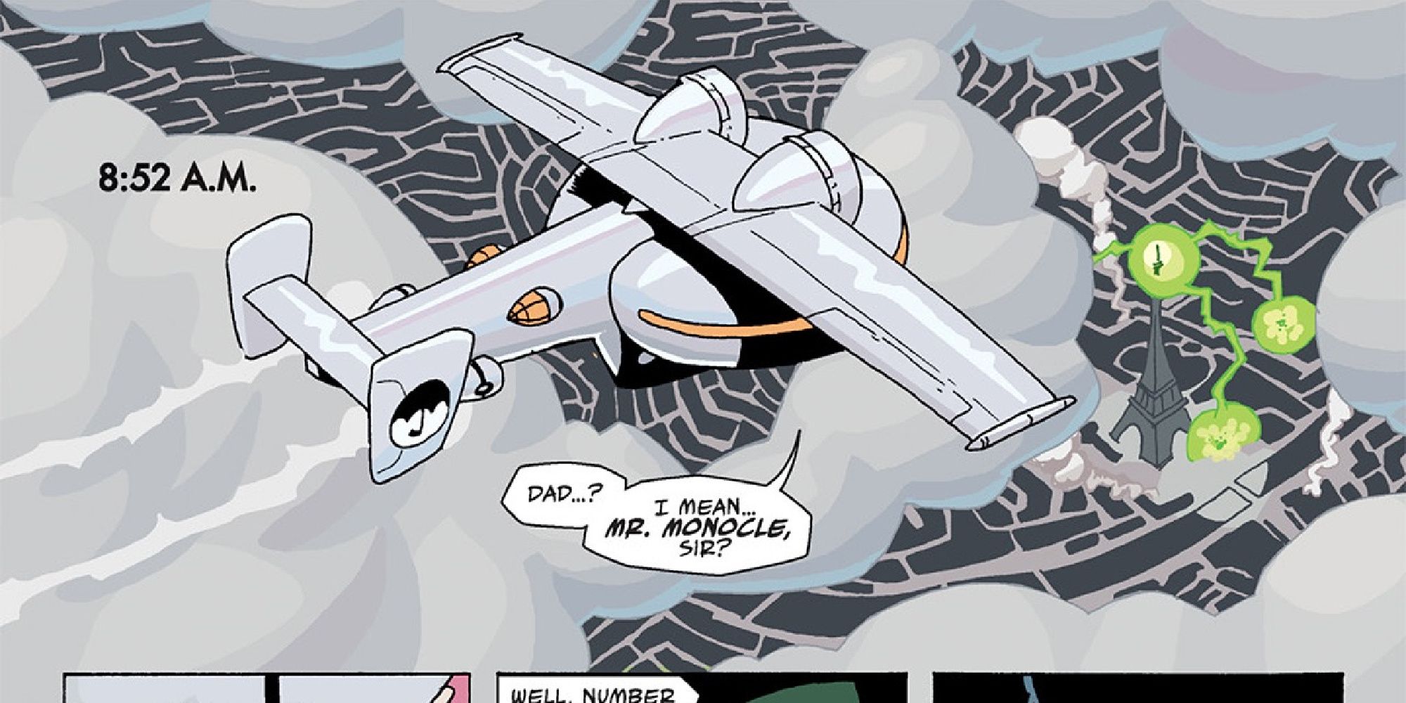 The Minerva flies in Umbrella Academy comics.