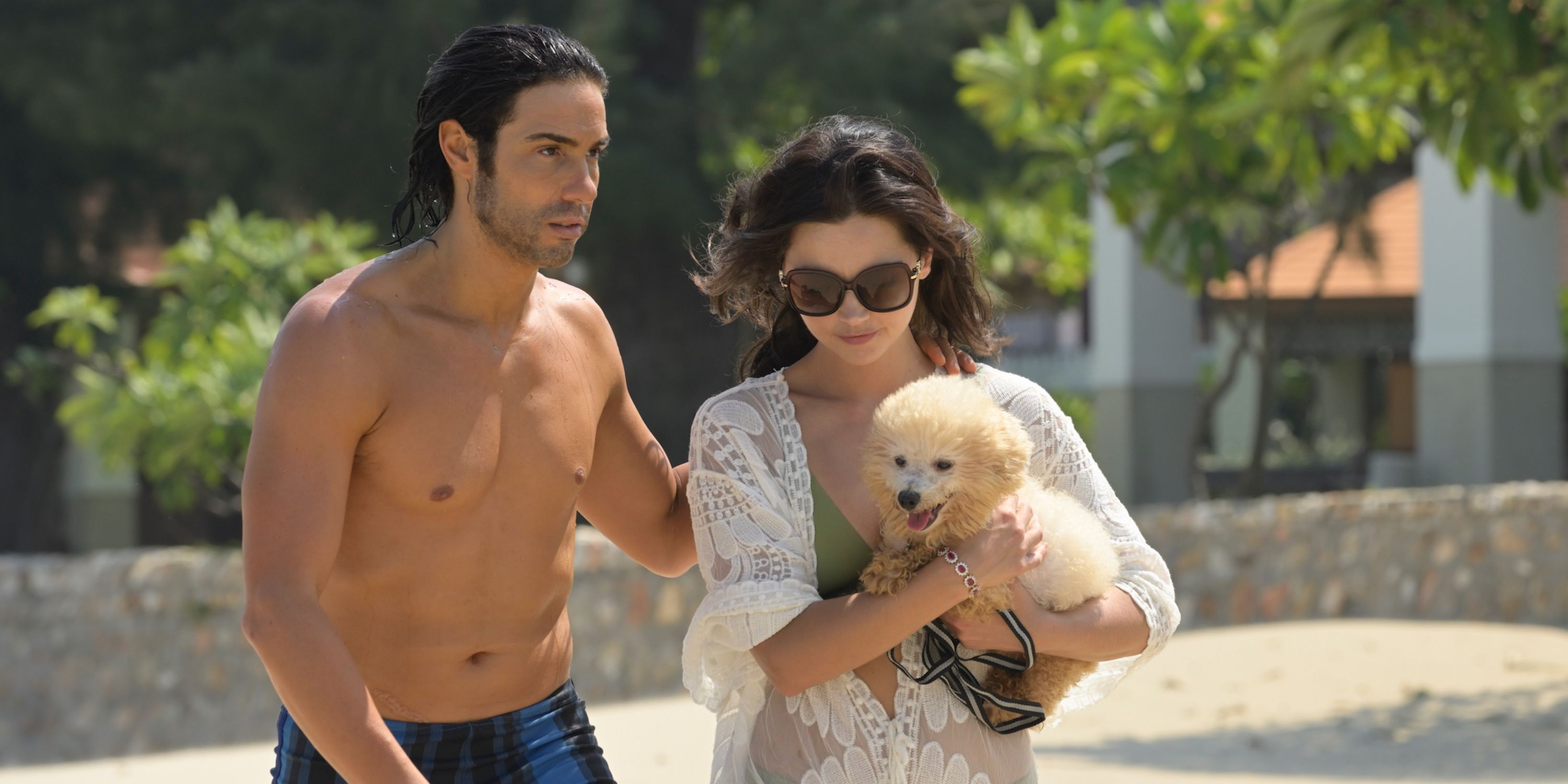 Tahar Rahim as Charles Sobhraj and Jenna Coleman as Marie-Andrée Leclerc in The Serpent on Netflix