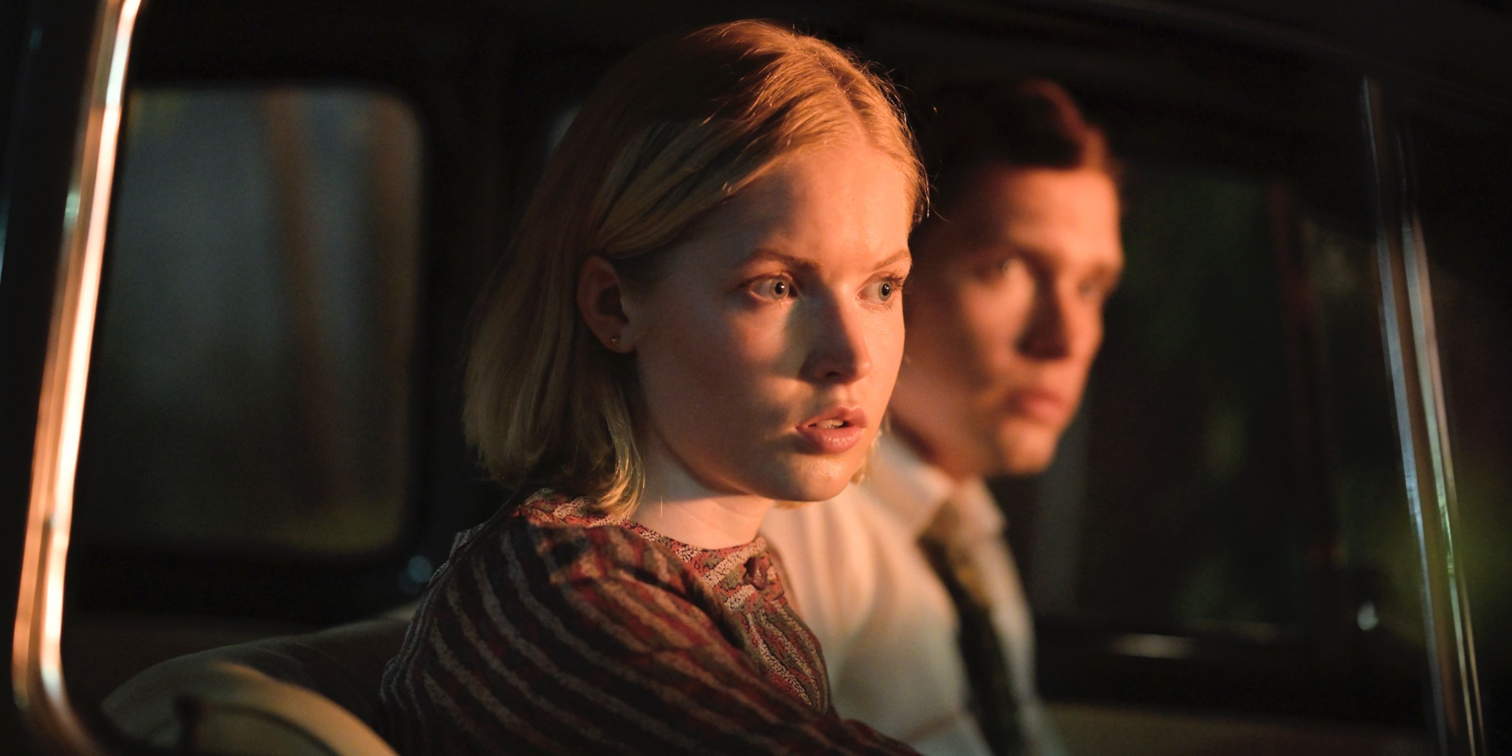 Ellie Bamber as Angela Knippenberg and Billy Howle as Herman Knippenberg in The Serpent on Netflix
