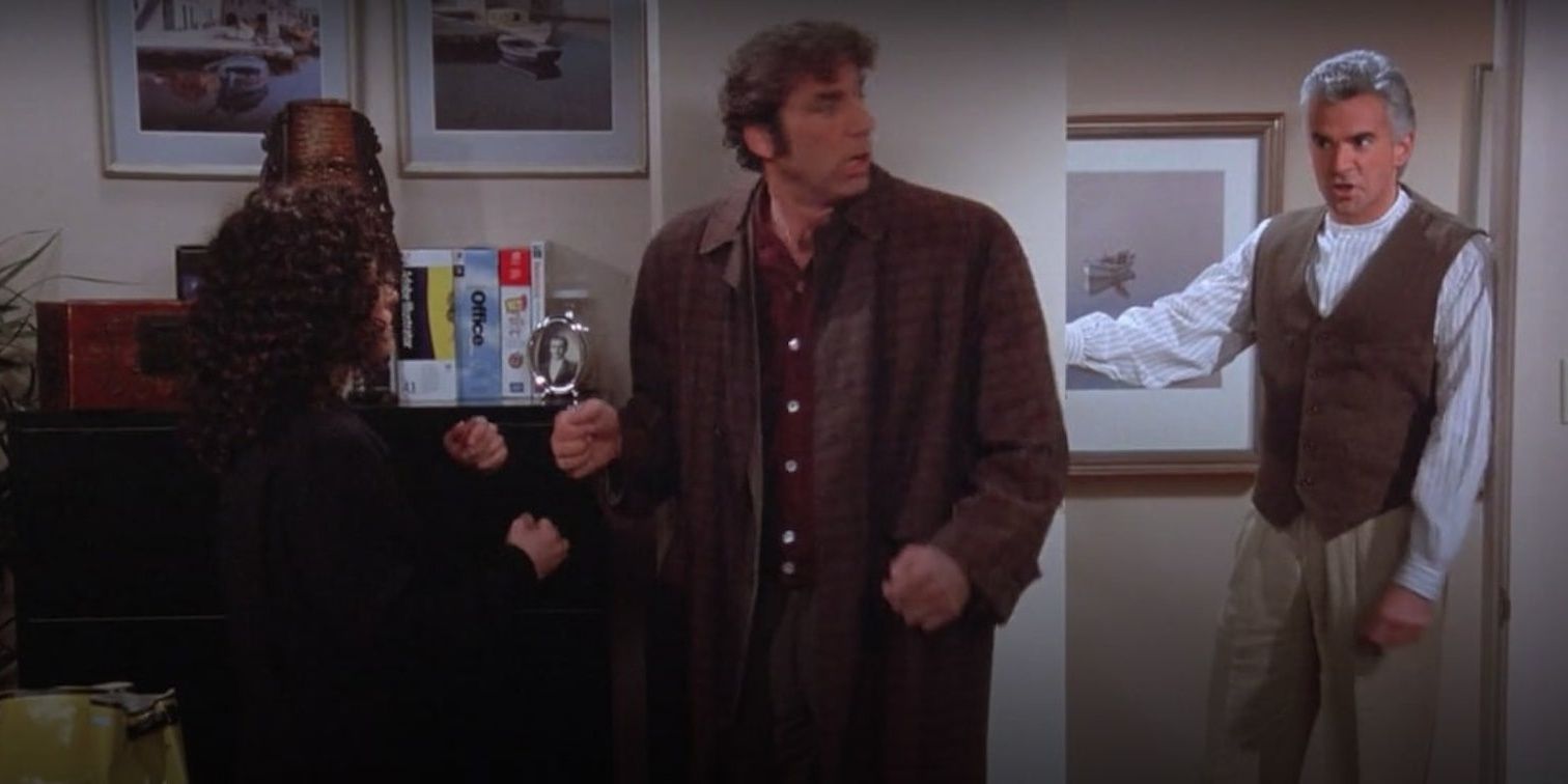 Peterman bursts in on Kramer and Elaine