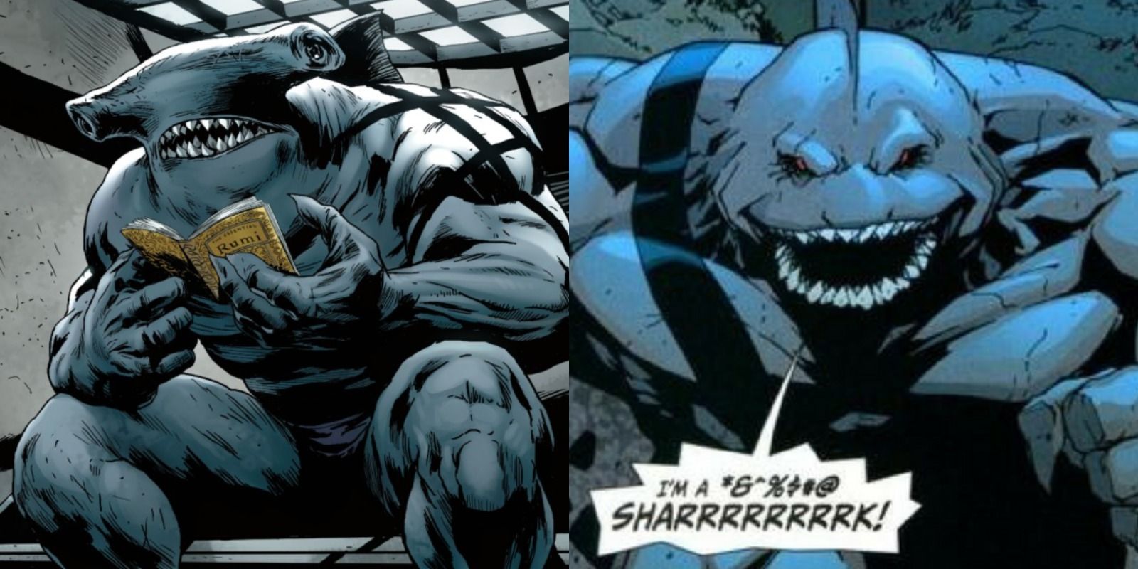 King Shark as seen in the New 52, and King Shark as seen in normal DC continuity