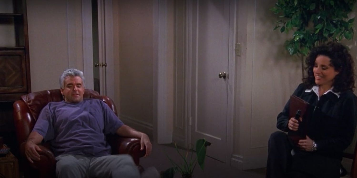 Peterman and Elaine in his apartment