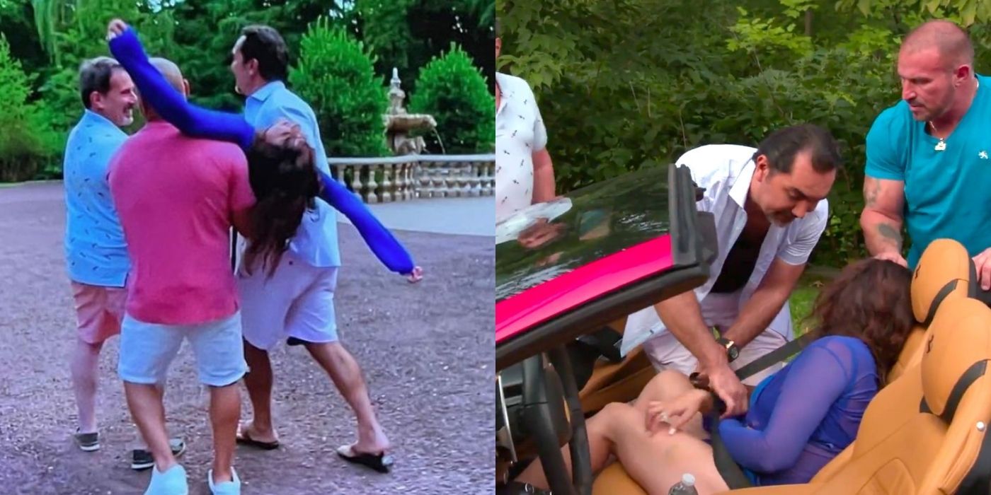 The husbands of rhonj carry jennifer out to the car in season 11