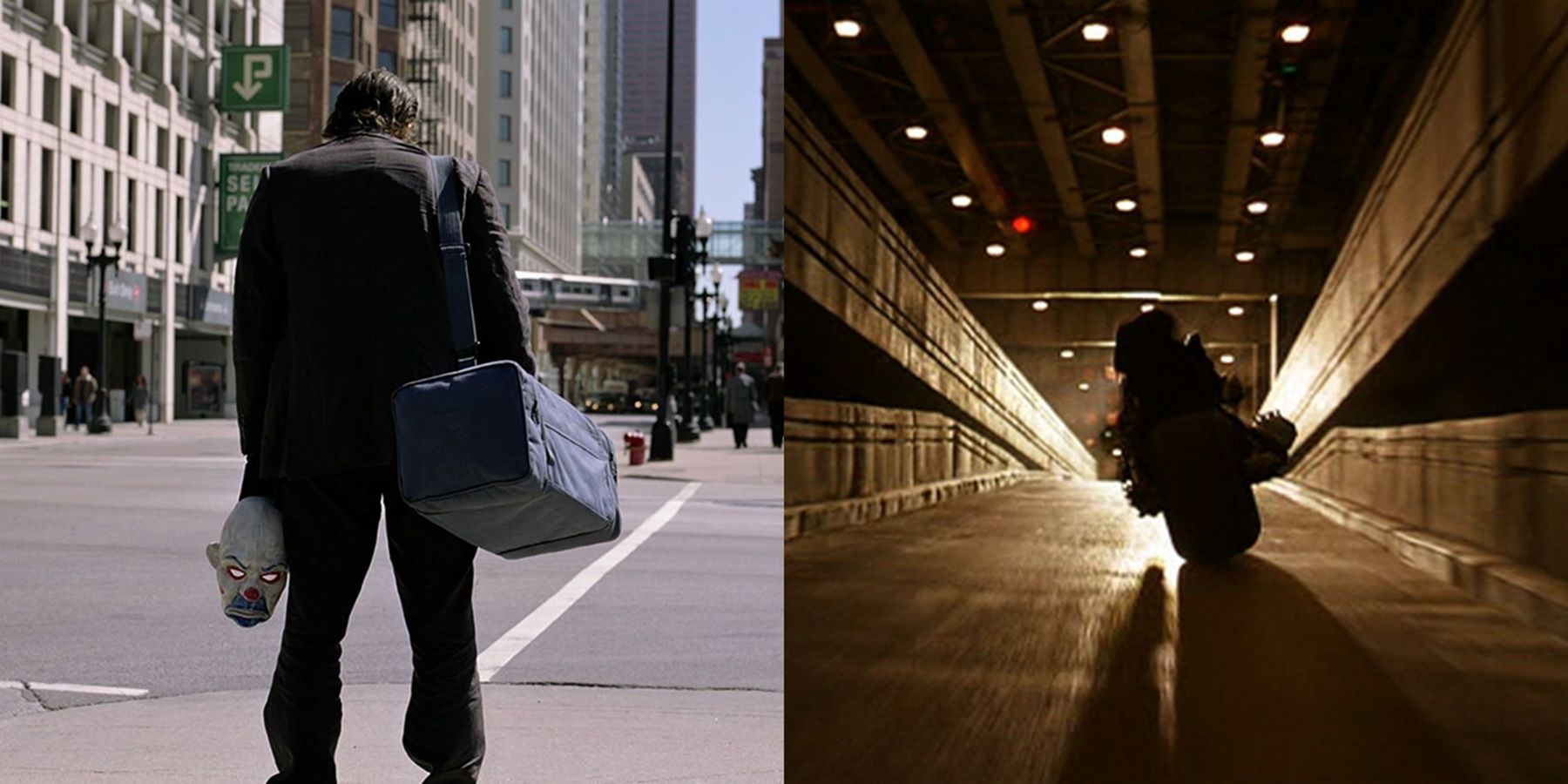 The opening and closing scenes of The Dark Knight