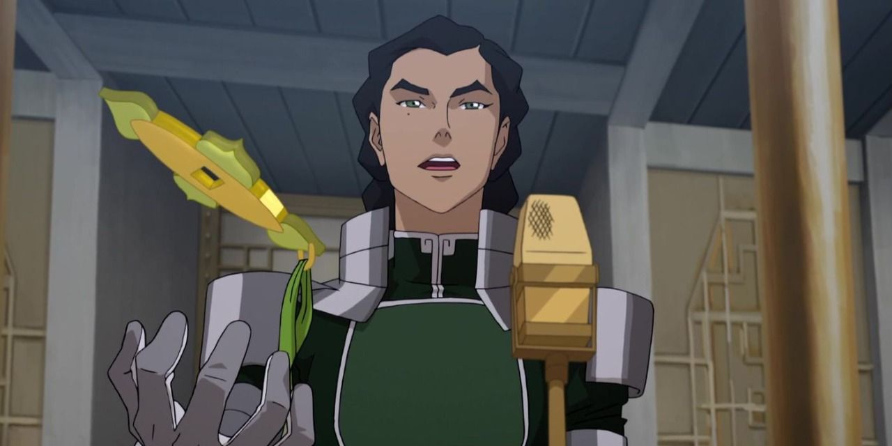 Kuvira fazendo um discurso em Avatar Legend Of Korra