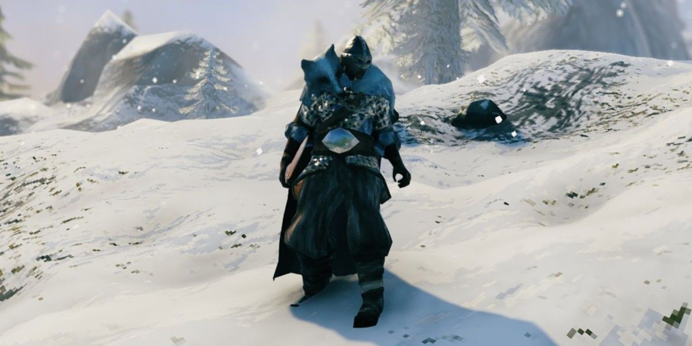 A player dons the Wolf Armor Set in Valheim