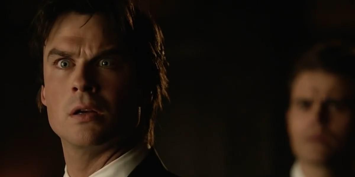 Damon looking shocked in The Vampire Diaries.