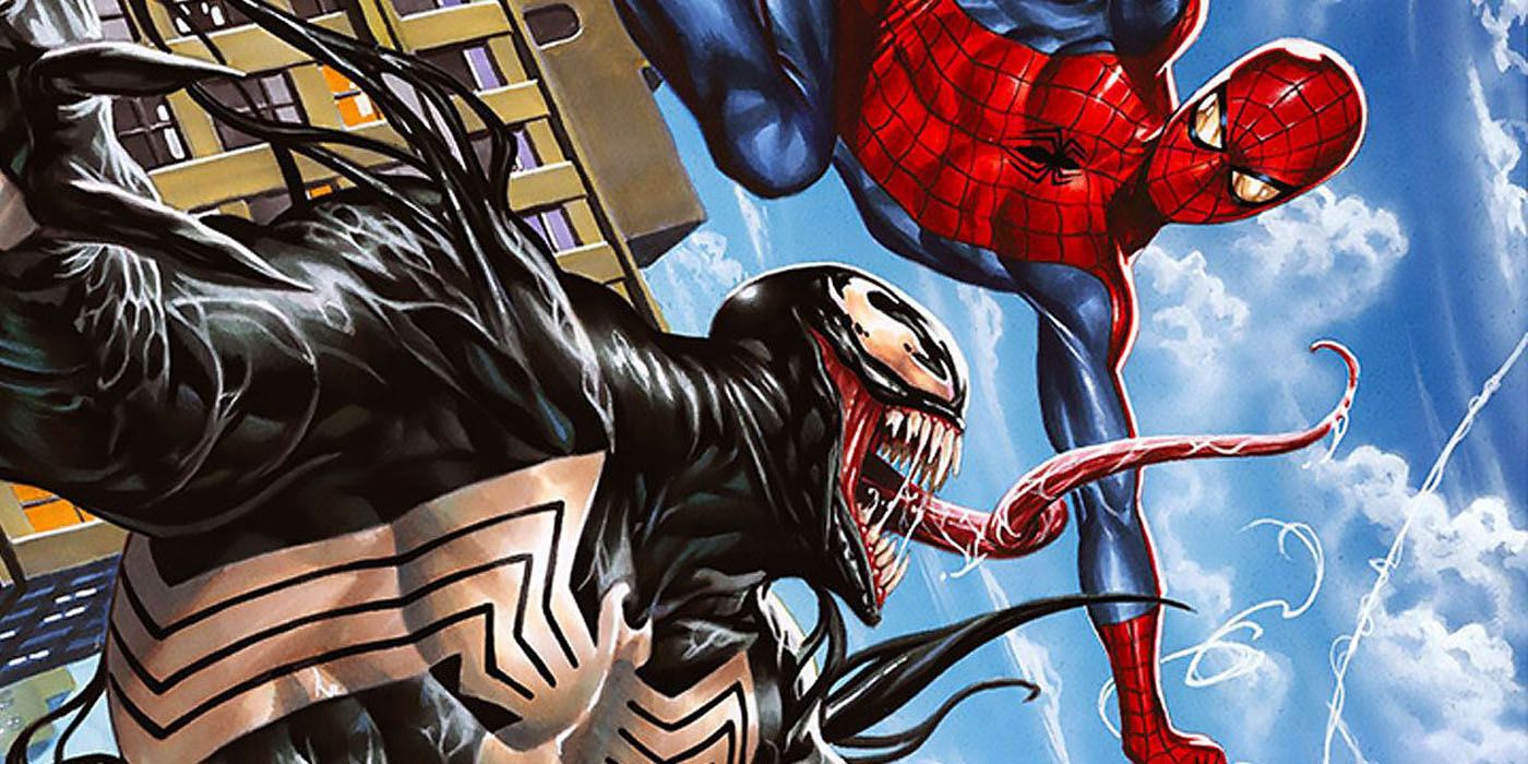 Spider-Man fighting Venom.