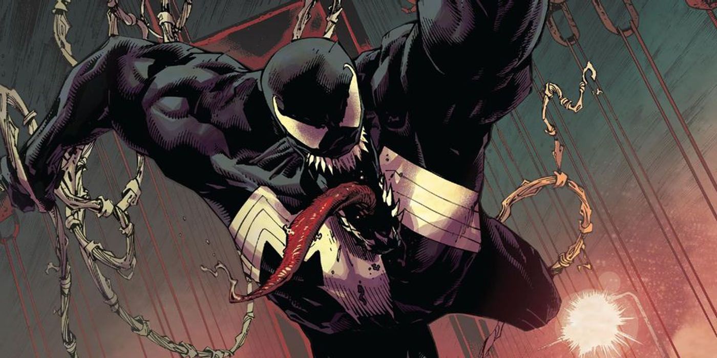 Venom leaping into action in Marvel comics