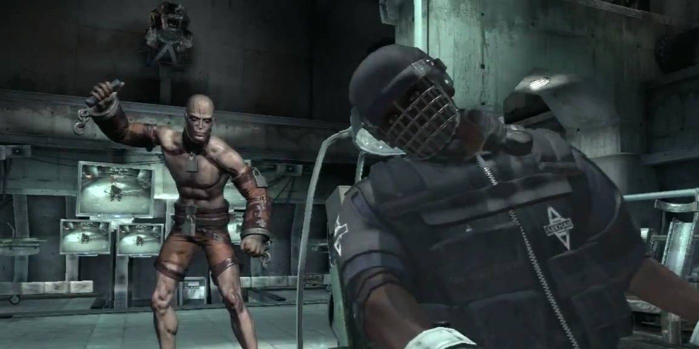 Victor Zsasz and a hostage in Arkham City