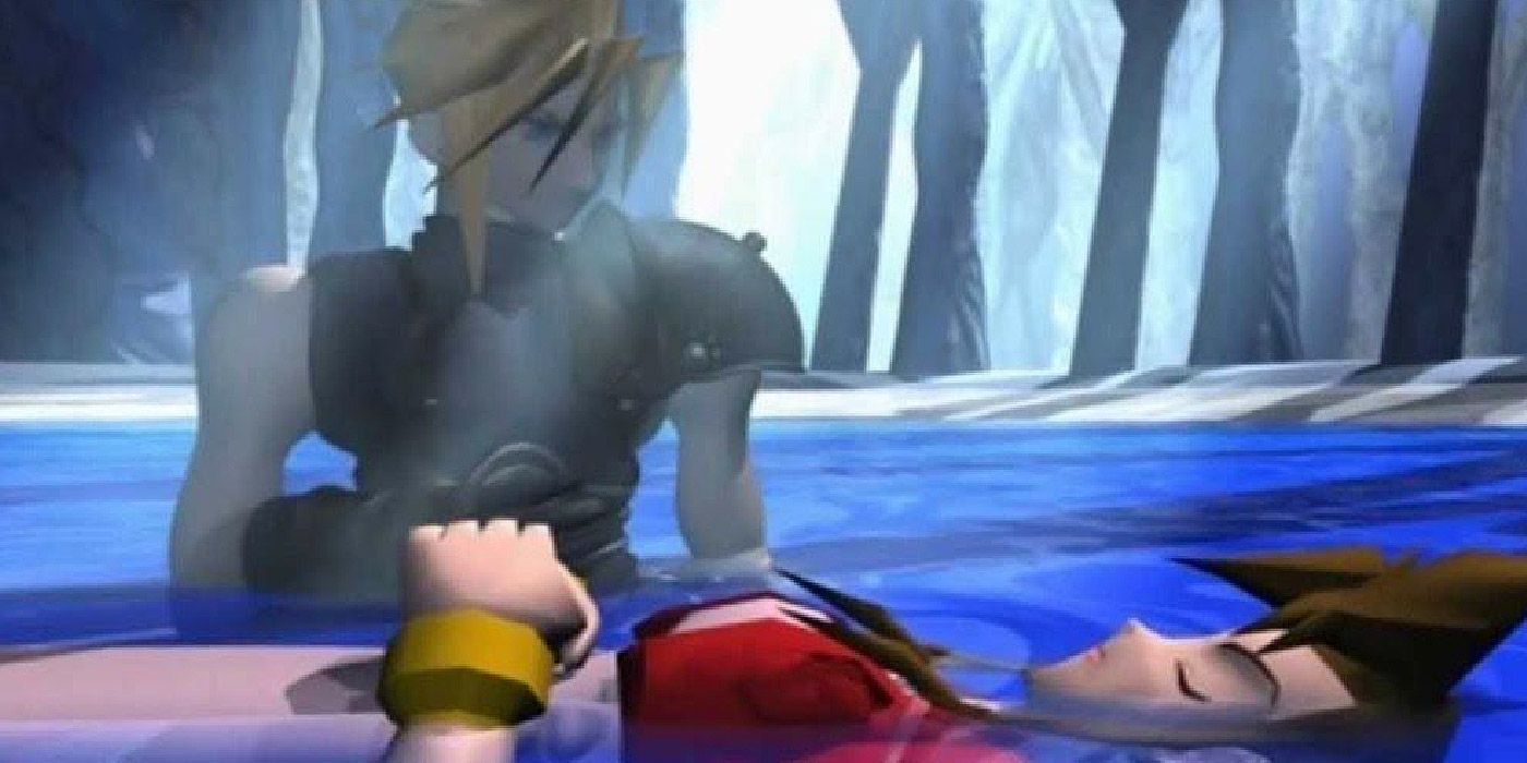 Cloud Strife says goodbye to Aerith after her murder in Final Fantasy VII
