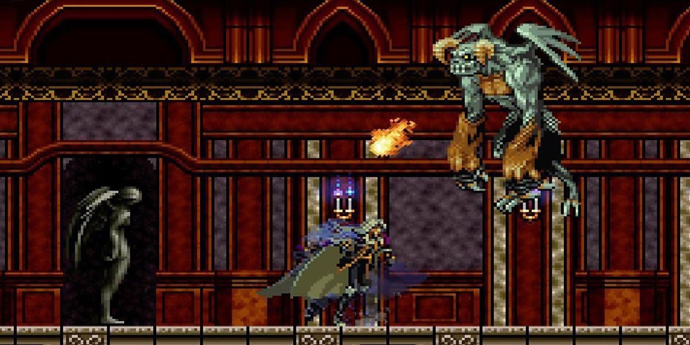 Alucard battles a demon in Castlevania: Symphony of the Night
