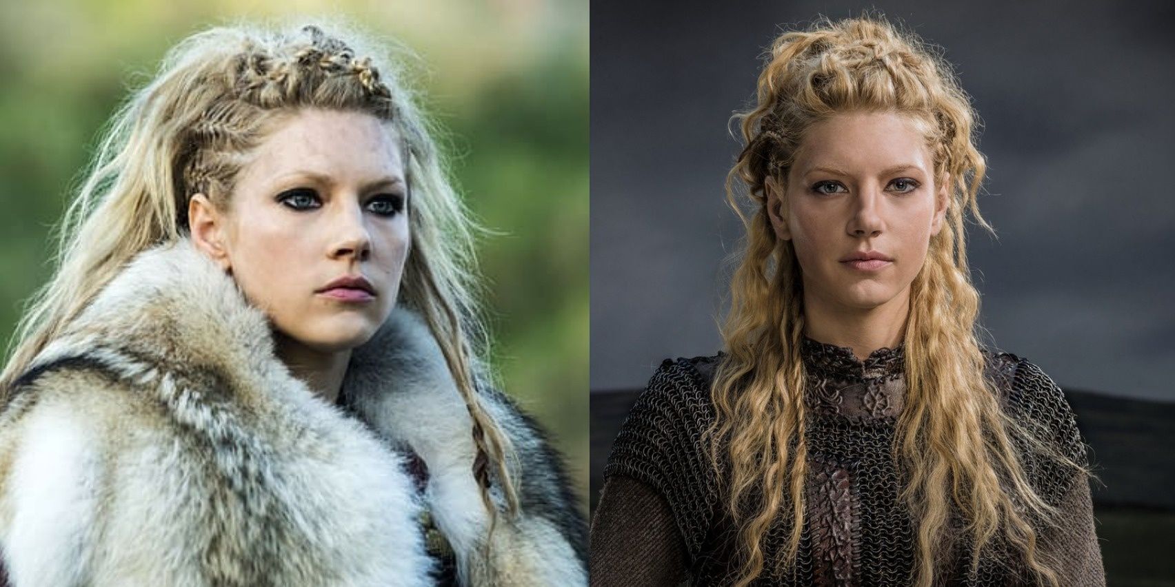 Lagertha (Katheryn Winnick) with a braided back hairstyle in &quot;Vikings.&quot;