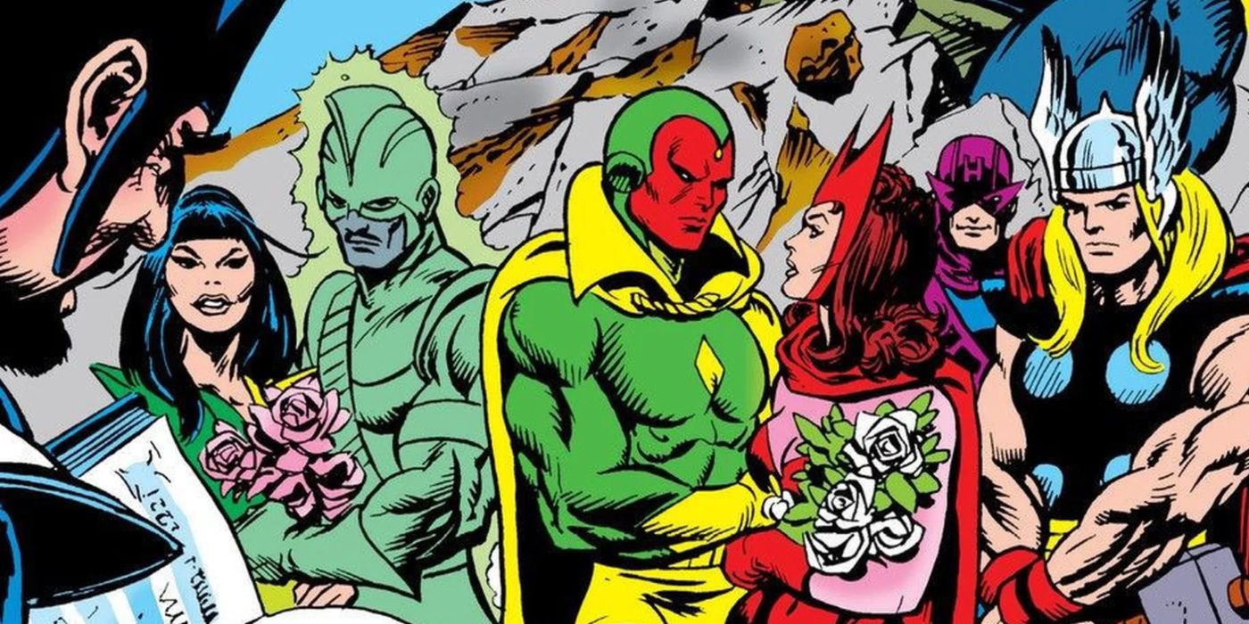 Vision and Scarlet Witch and Mantis and Swordsman