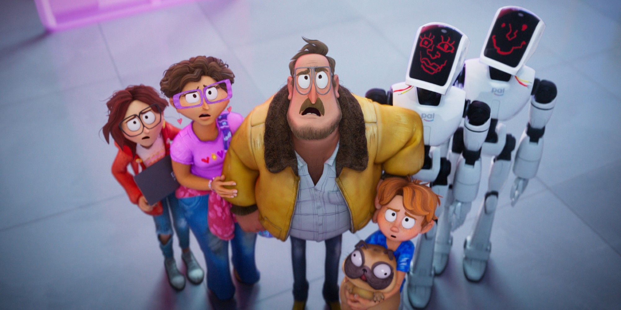 Voices of Abbi Jacobson, Maya Rudolph, Danny McBride, Mike Rianda, Fred Armisen and Beck Bennett in The Mitchells vs the Machines
