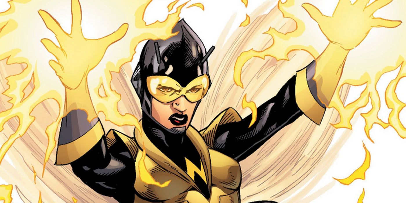 The Wasp using her stinger blasts.