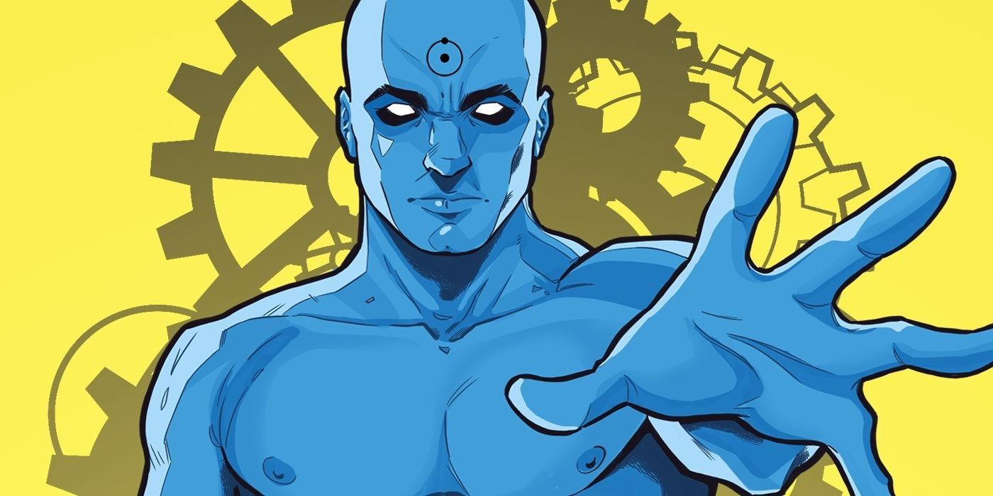 An image of Dr. Manhattan using his powers in the DC Comics