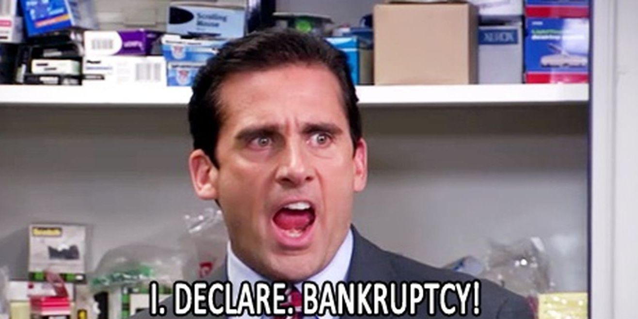 Michael yells &quot;I declare bankruptcy!&quot; in the supply room on The Office.