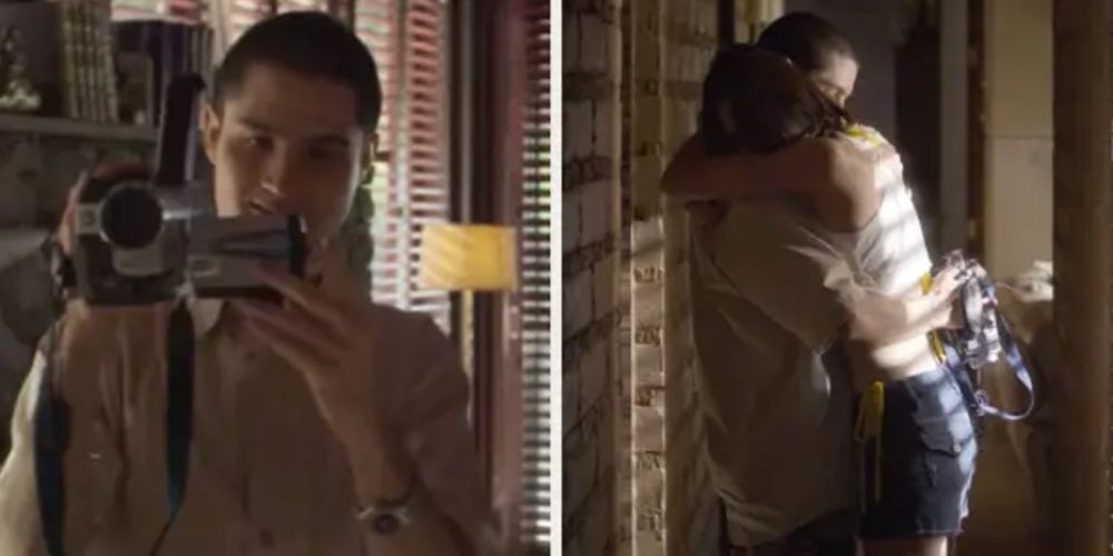 Nicandro filming and hugging Sara in Who Killed Sara?