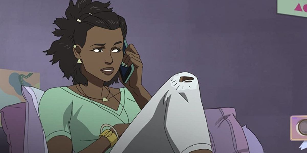 Amber Bennett talking on her phone in invincible