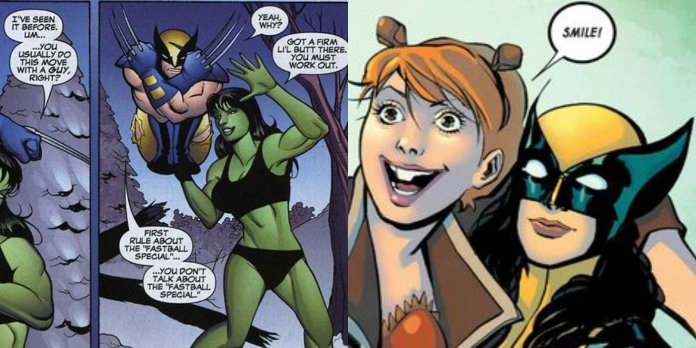 Wolverine com She-Hulk e X-23 Wolverine com Squirrel Girl nos quadrinhos da Marvel
