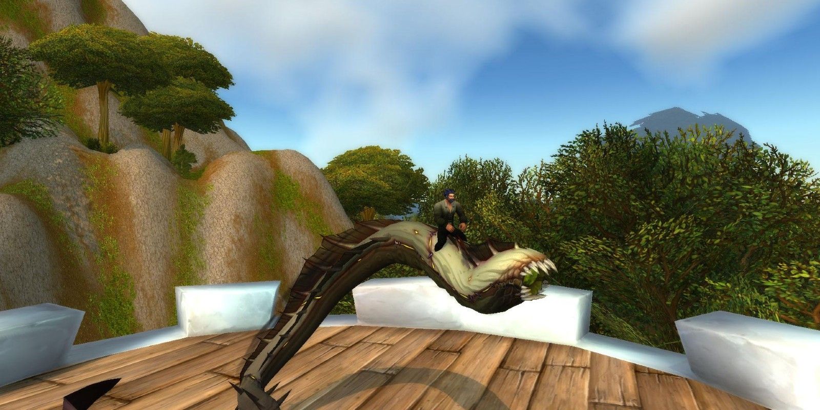 A player rides the Slime Serpent Mount in World of Warcraft: Shadowlands
