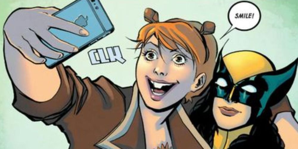 X-23 and Squirrel Girl taking a selfie together in Marvel comics