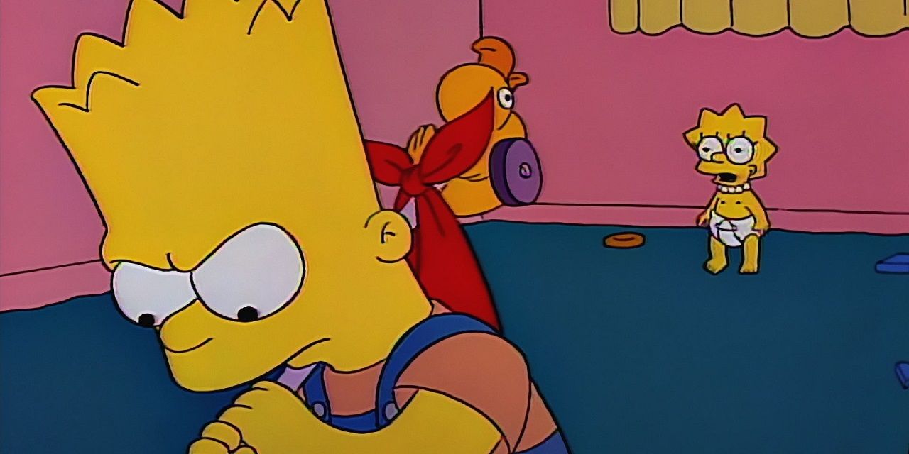 Young Bart and Lisa in a flashback in The Simpsons