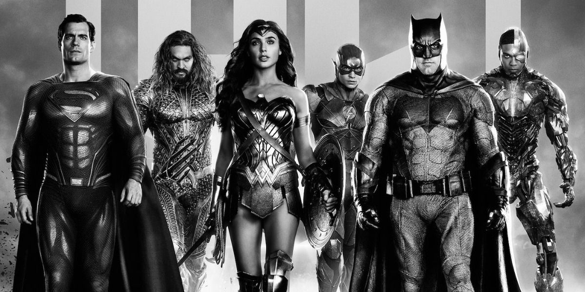 HBO Max promo poster for Zack Snyder's Justice League featuring the six members