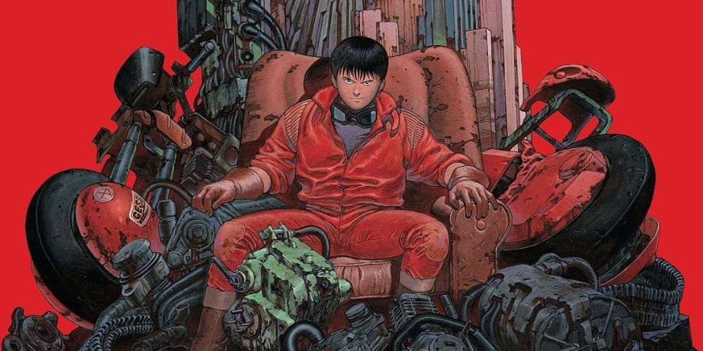 Kaneda on a throne of garbage in Akira