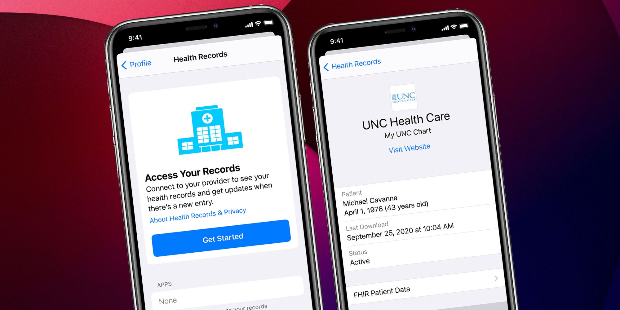 Medical records in Apple Health app on iPhone