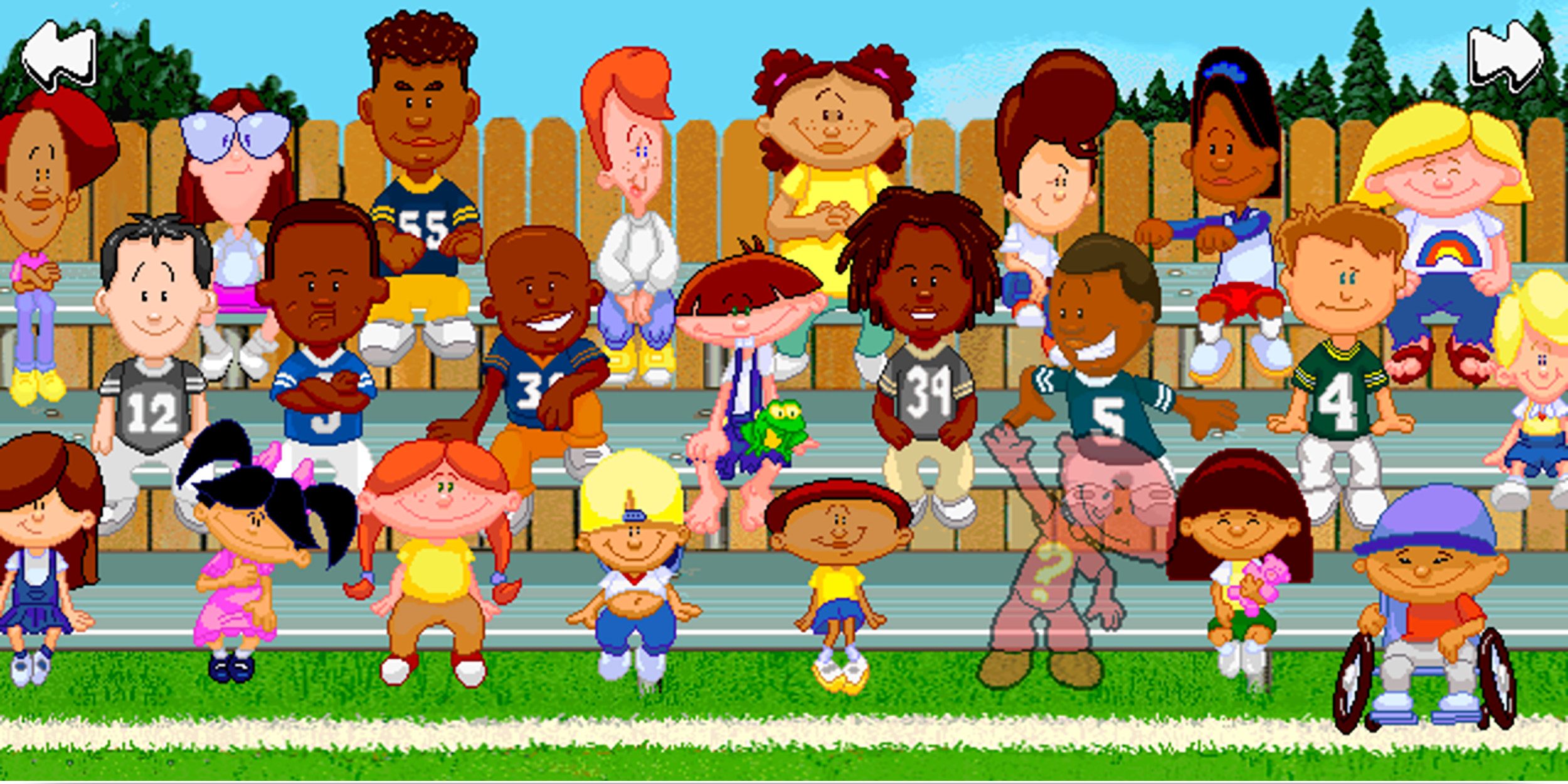 Choosing players in Backyard Football 2002.