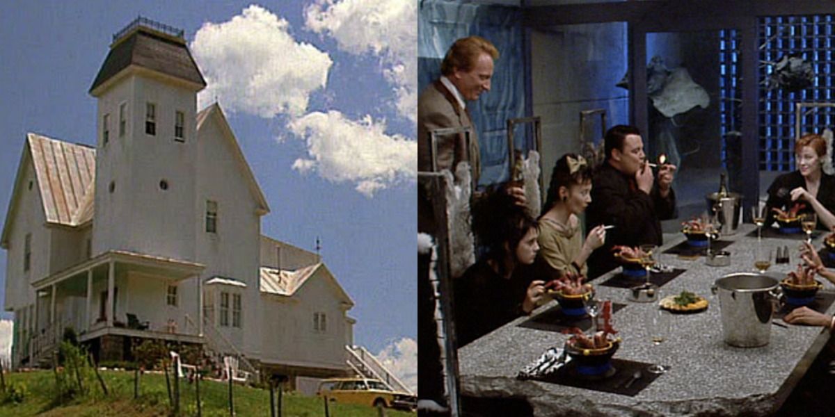 Beetlejuice Maitland home exterior and the Deetz dinner table scene