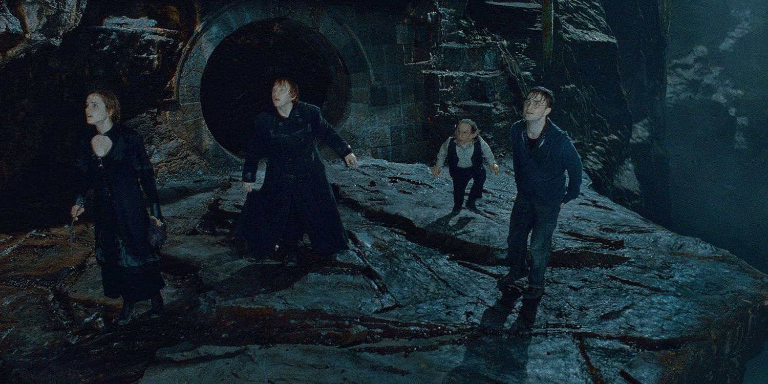 Harry, Ron, and Hermione in the Gringott's vault in Deathly Hallows Part 2
