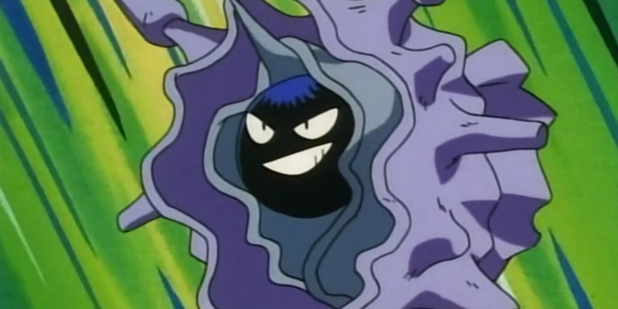 Cloyster smiling while attacking the Pokemon anime series
