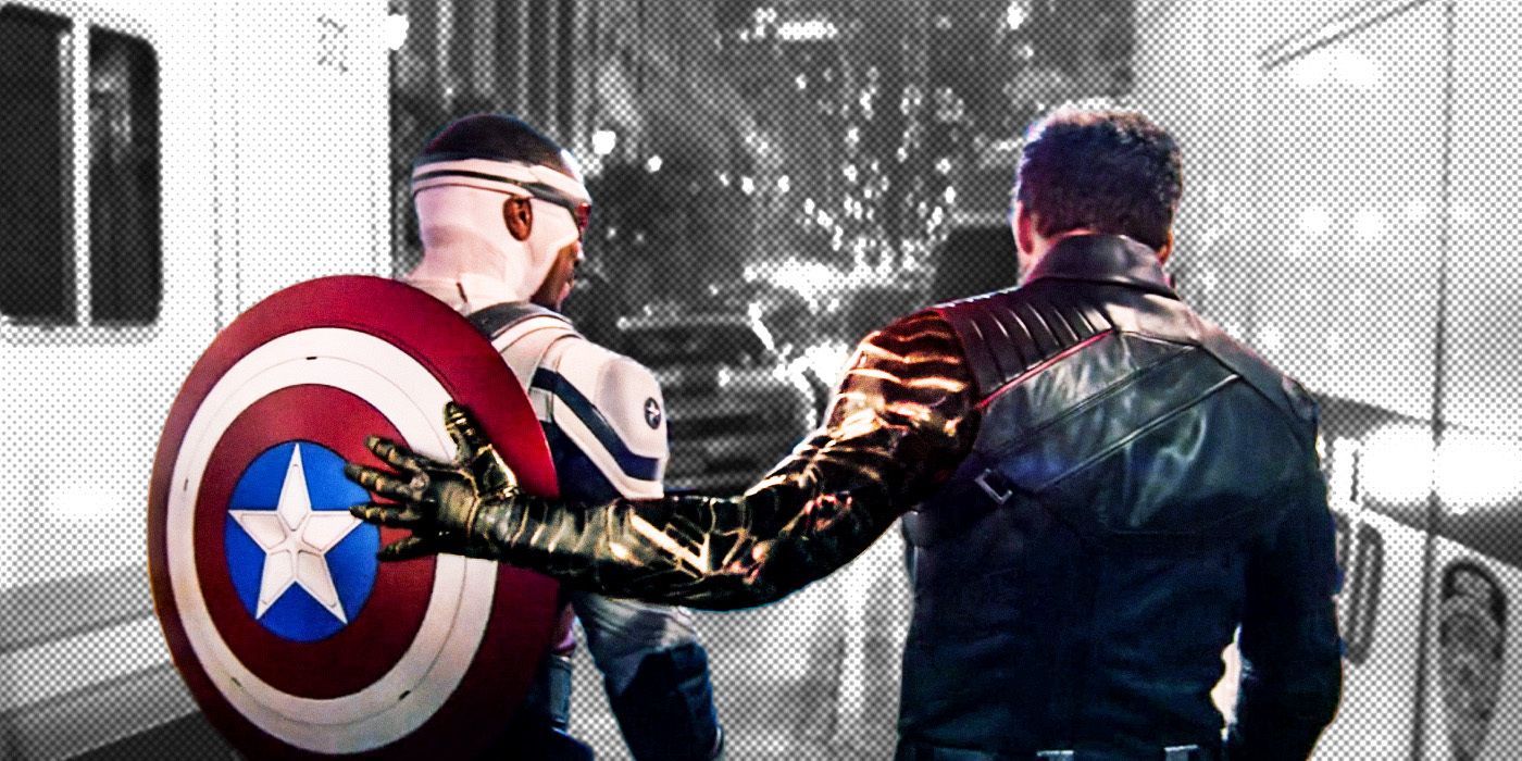 Sam as Captain America and Bucky in Falcon and Winter Soldier