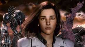 Dr. Aki surrounded by robots in Final Fantasy: Spirits Within