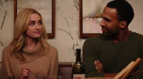 Georgia and Zion sitting next to each other at the dinner table in Ginny and Georgia