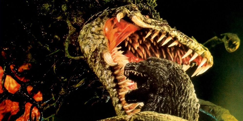 Biollante swallows Godzilla&rsquo;s head in Godzilla vs. Biollante