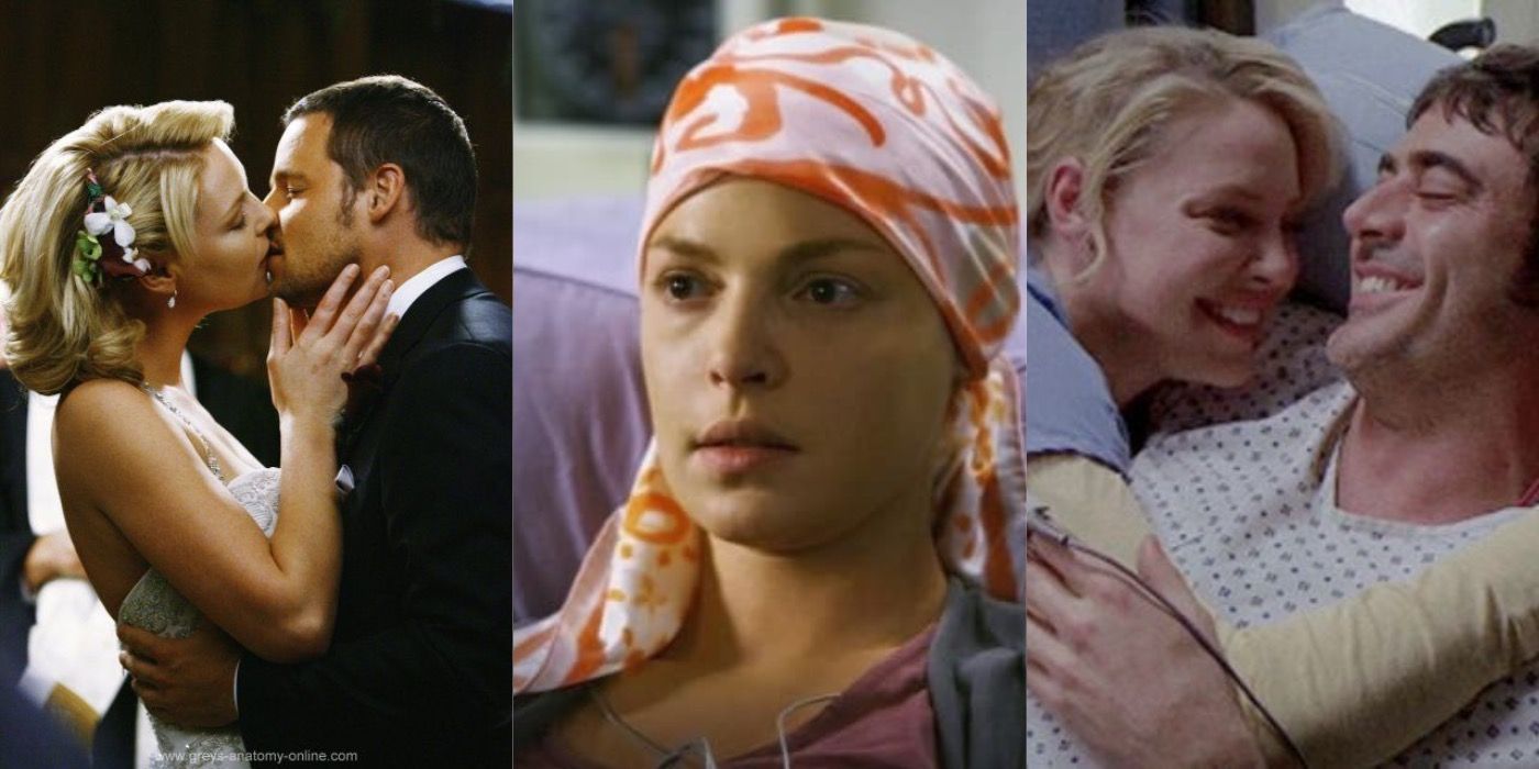 Izzie Stevens marrying Alex, post-tumor removal, and with patient Denny.