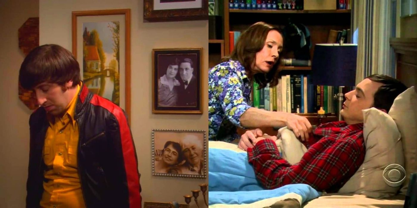 howard and sheldon with their moms on the big bang theory
