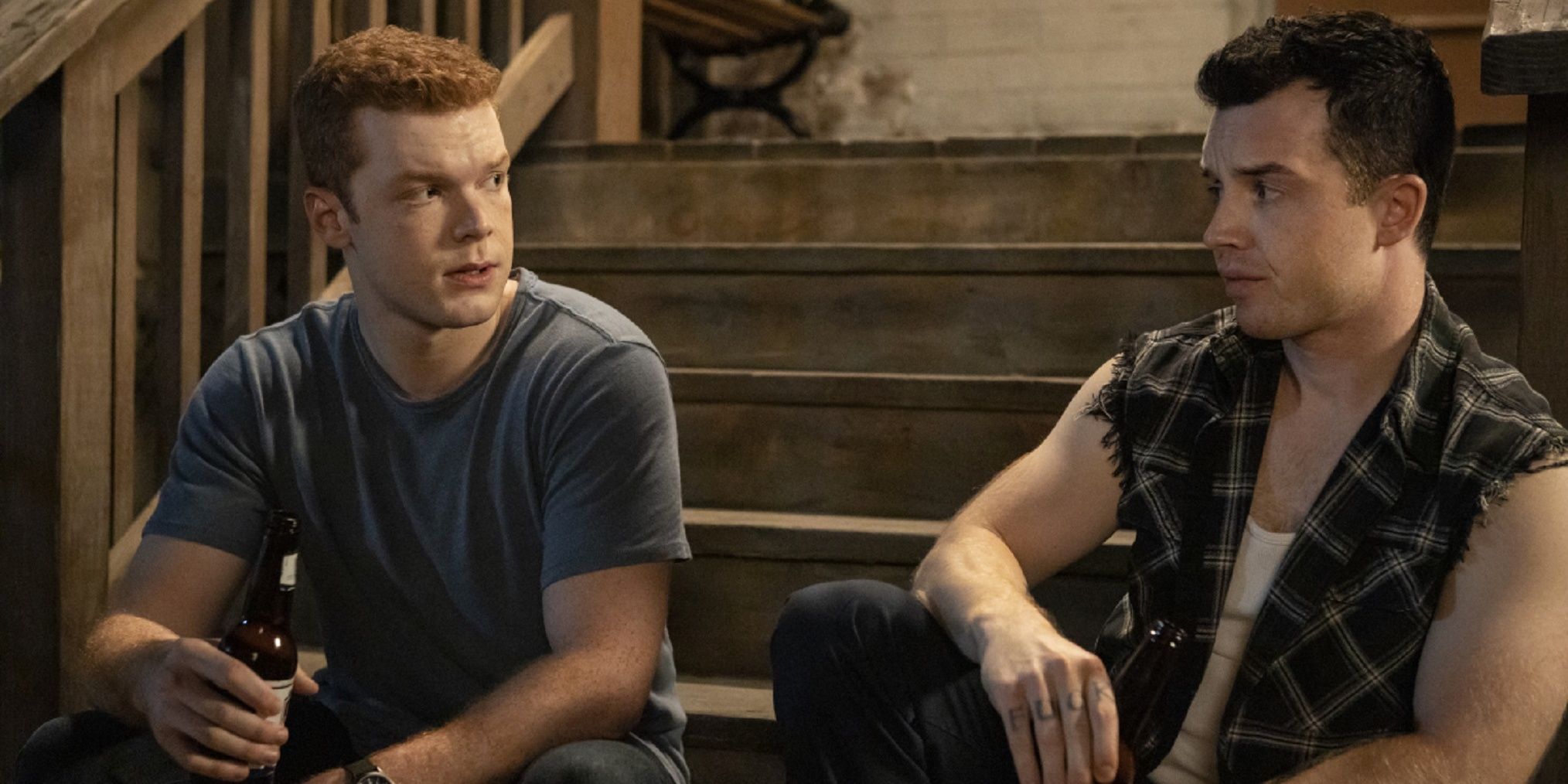 Ian and Mickey outside the house in Shameless
