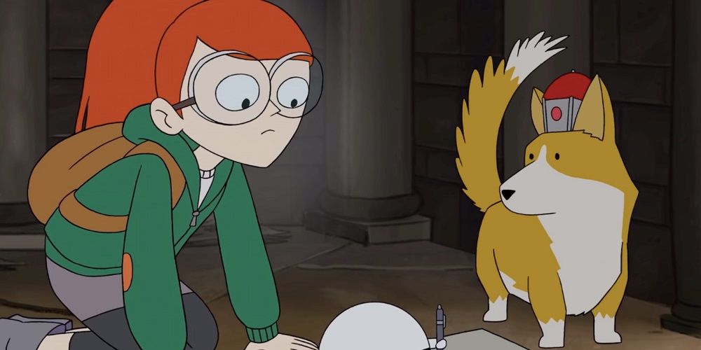 Tulip and Atticus exchange a look in Infinity Train.